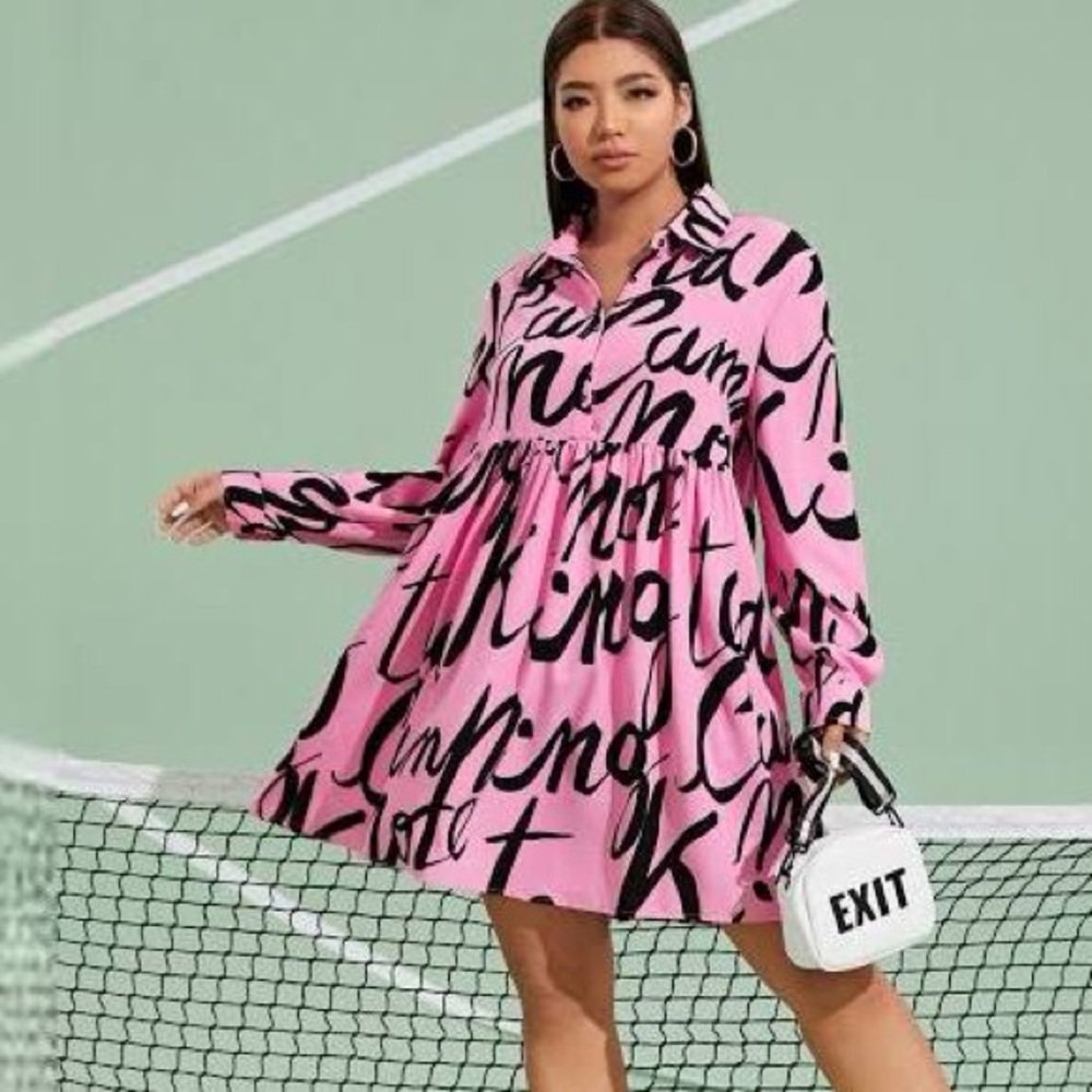 Pink Dress w/Black Writing, Sz 4XL